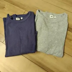 ダークブルー・グレー 七分袖カットソー Sサイズ