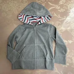 春先アウター　フード付　グレーパーカー　保育園着　サイズ90