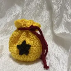 ハンドメイド ベル袋 編み物 巾着 ポーチ 小物入れ