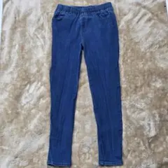 【Lサイズ】レディース デニム レギンスパンツ インディゴ ウエストゴム