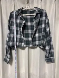 【INGNI】グリーンチェック クロップドシャツ M