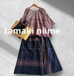 ꕤ新品ꕤtamaki niime ポワンスカート short /ネイビーピンク系のサムネイル