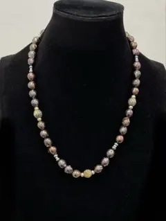 50.99【ネックレス】黒蝶貝　ヴィンテージ　アンティーク