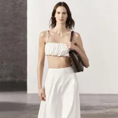 美品 ZARA ザラ ドレープクロップドトップス キャミ