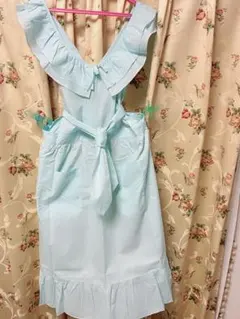 新品　千趣会　水色フリルエプロン