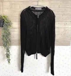 ★新品 ABI TOKYOメッシュニット ダブルジップカーディガンBK★のサムネイル
