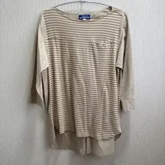 BURBERRYBLUELABELベージュTシャツボーダー(前)のサムネイル