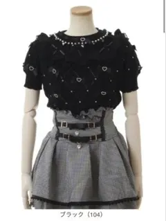 LIZLISA メニービジューリボンダイヤニットトップス　ブラックのサムネイル