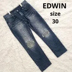 EDWIN/エドウィンヴィンテージXVダメージ加工ストレートデニムパンツ