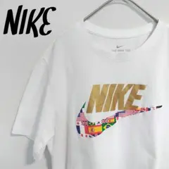 NIKE 国旗デザイン Tシャツ ホワイト 金ロゴ 白