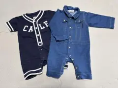 ロンパース2点セット（ネイビー・デニム風）
