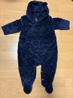 【美品】baby Gap ネイビー フリースロンパース フード付き　80cm