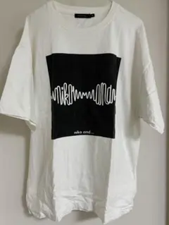niko and… ロゴTシャツ 白 Mサイズ 半袖 ビッグプリント モノトーン