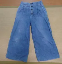 ハイウエスト ライトブルーデニム ワイドレッグ