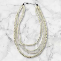 ビンテージ風パール調4連ネックレス