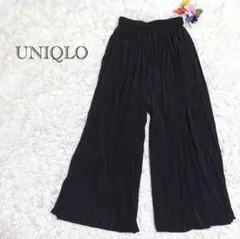 ユニクロ　ワイドパンツ ガウチョ　プリーツ　ブラック Sサイズ　楽ちん　軽やか