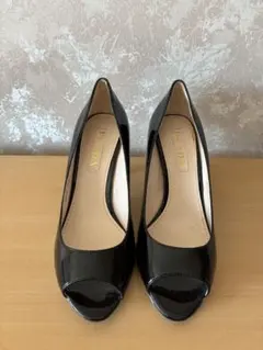 【ジャンク】PRADA エナメル オープントゥ パンプス 36.5 正規品