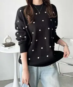 Helm しまむら ドット柄ニット セーター