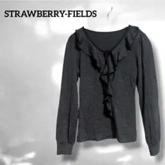 【STRAWBERRY-FIELDS】フリルリボンカットソー グレー ウール素材