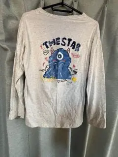 イラスト付きグレー長袖カットソー