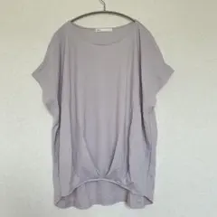 ikka 半袖 Tシャツ ベージュL ゆったり 鹿の子前身タックプルオーバーのサムネイル