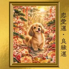 【人気・再出品】ミニチュアダックスフンド 縁結び・恋愛成就 開運アート 日本画