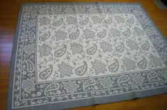 綿混ラグ ペイズリー176ｘ220cm　グレー　リバーシブル　ウォッシャブル