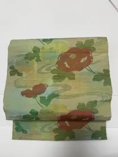 ぴ*ん様 名古屋帯 花柄 緑系