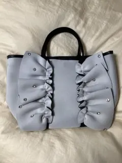 RAPTURE フリル付きライトグレー トートバッグ