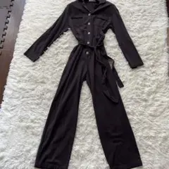 SNIDEL ダークブラウン シャツカラー オールインワン