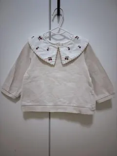 プティマイン 長袖 トップス 襟付き さくらんぼ トレーナー 90