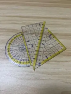 三角定規 2個セット 透明・イエロー 分度器