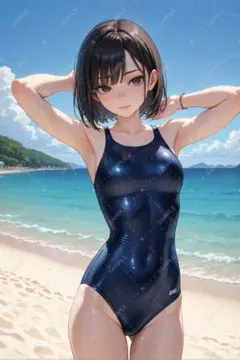 【AS107】AI美少女イラスト 水着 コスプレ A4オリジナルポスター