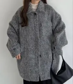 callautia / カラウティア　シャギーオーバーミドルコート　ライトグレー