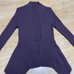 リブ編みパープル長袖カーディガンボレロ