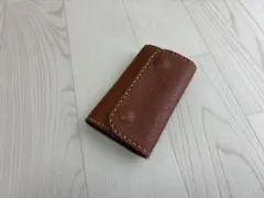 【ハンドメイド】本革 キーケース ブラウン（茶） 4連フック 真鍮金具