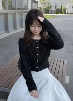 ラメシャギーニットカーディガン mh30