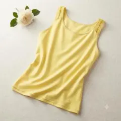 UNTITLED 肩ビーズ タンクトップ 黄色 サマーニット 上品 【M】のサムネイル