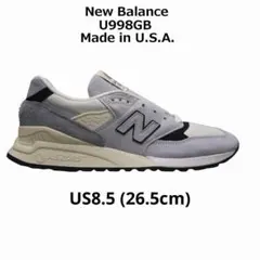 new balance U998GB 26.5cm グレー黒 USA製のサムネイル