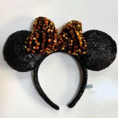 ディズニー カチューシャ ミニー ハロウィン スパンコール オレンジ
