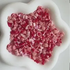 【50個】レッドピンク素材mix　ネイルパーツ　デコパーツ まとめ売り　量産型