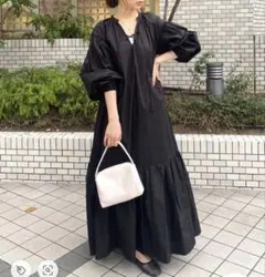 アングリッド Ungrid レースアップティアードマキシワンピース ブラック