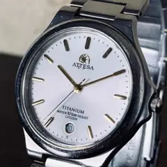 CITIZEN ATTESA チタン メンズ腕時計 稼働 コマ不具合 白文字盤