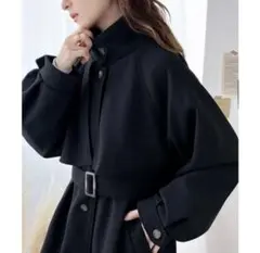 試着のみ！2wayスタンドカラーボリュームスリーブニットモッサトレンチコート