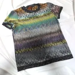 MISSONI オレンジタグ大きいサイズ 半袖カラフルサマーニット 44のサムネイル
