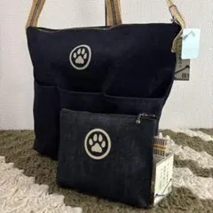 未使用品 倉敷屋 にゃおとら デニムポシェット(大)とデニムポーチ 2点セット