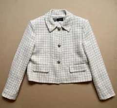 ZARA チェック テクスチャー ツイード ブレザー ジャケット