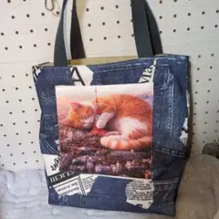 トートバックパネル猫両面ハンドメイド