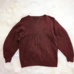 TRANS WORK ラメ入ワインレッド　ウール　カシミア ニットセーター 　М