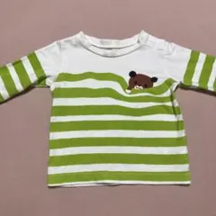 【可愛い】キッズ ボーダーTシャツ クマ 寝そべりデザイン 80cm